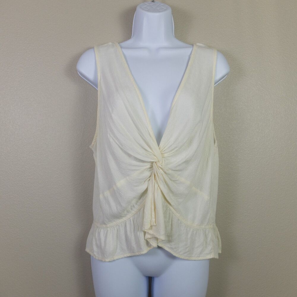 American Eagle Ivory CreamTwist Front Sleeveless Peplum Top Size M